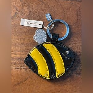 COACH Black & Yellow Patent Leather Bumble Bee Bag Charm